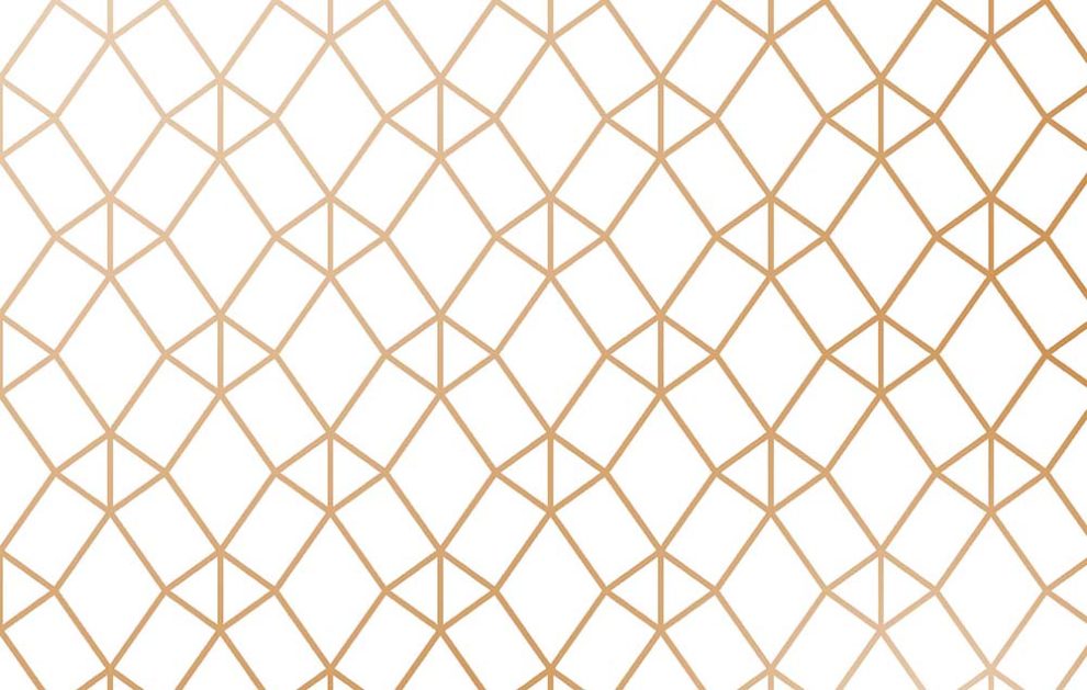 Nador Roségold Küchenrückwand DW446131 mit roségoldenem geometrischem Rautenmuster auf weißem Hintergrund