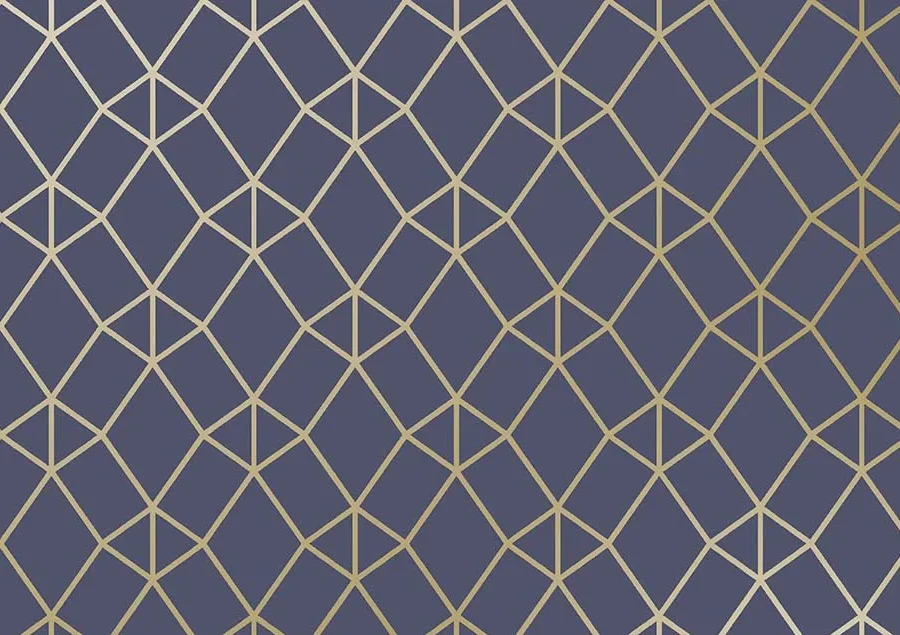 Motif de losanges en lignes dorées sur fond bleu foncé