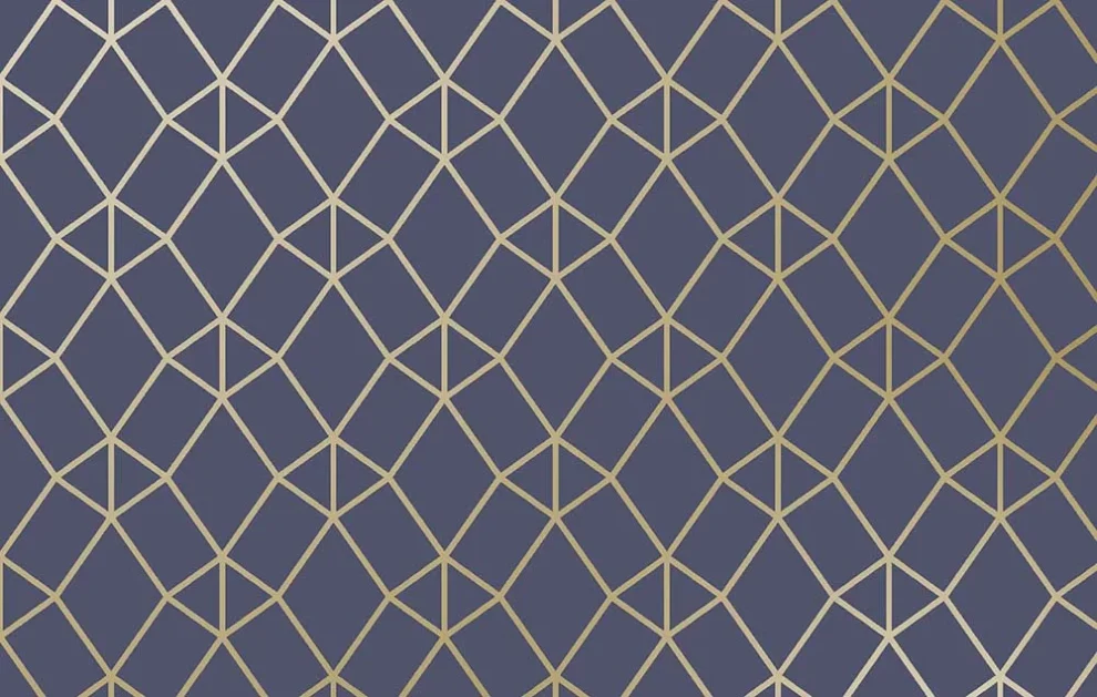 Motif de losanges en lignes dorées sur fond bleu foncé