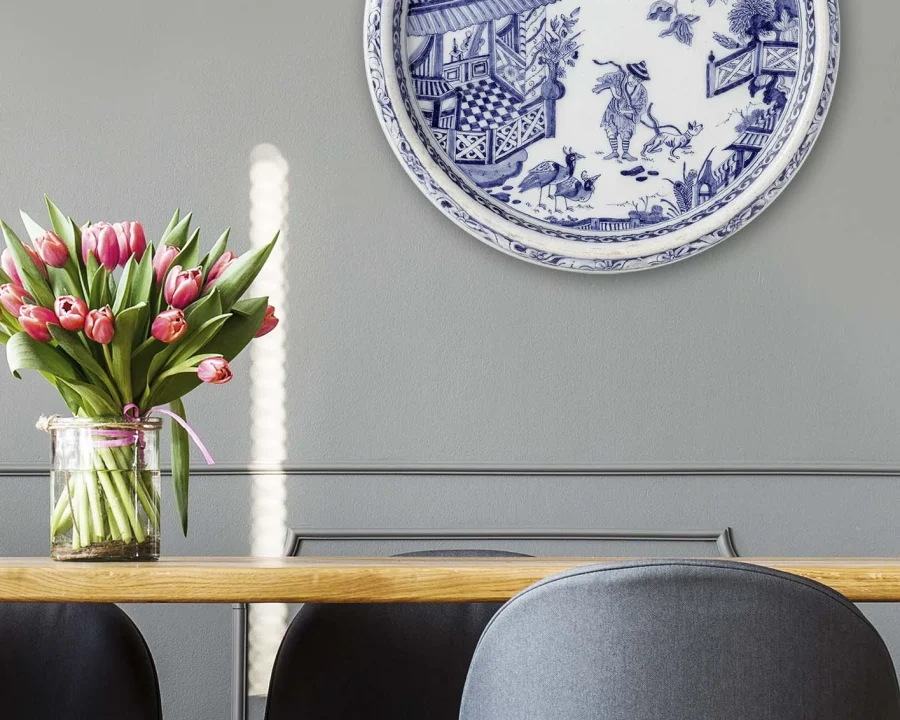 Muurcirkel - Wanddeco Bord - Blue China