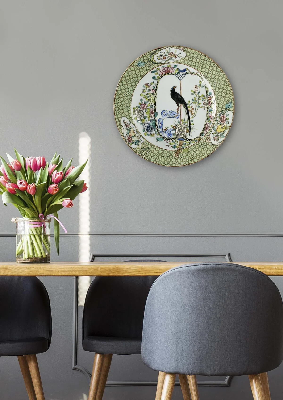 Muurcirkel - Wanddeco Bord - Floral Green