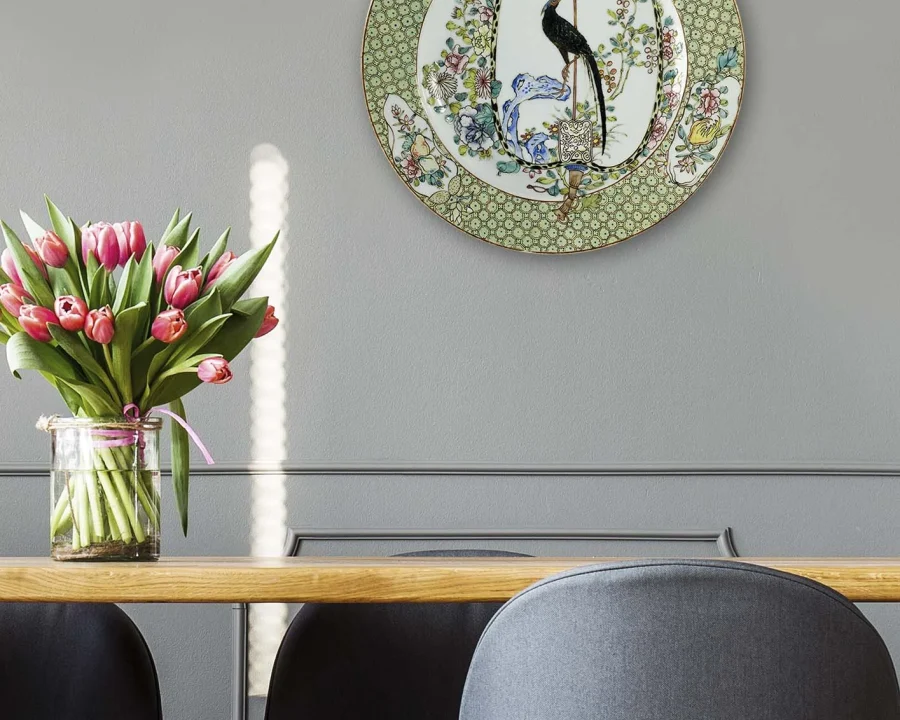 Muurcirkel - Wanddeco Bord - Floral Green