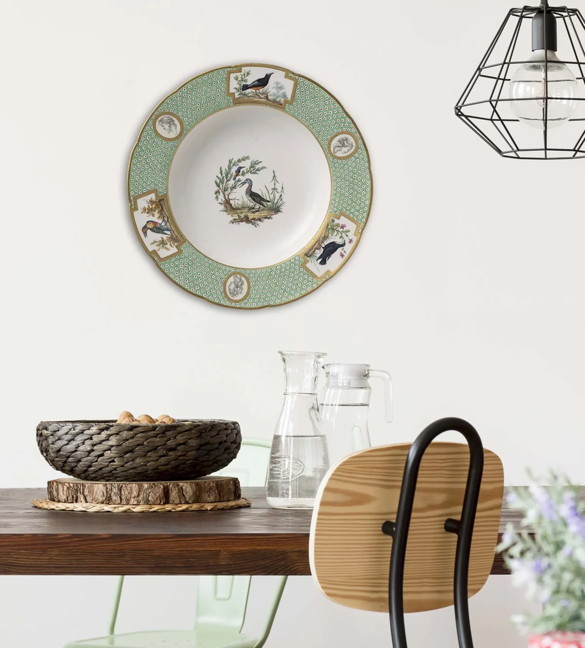 Muurcirkel - Wanddeco Bord - Green Bird
