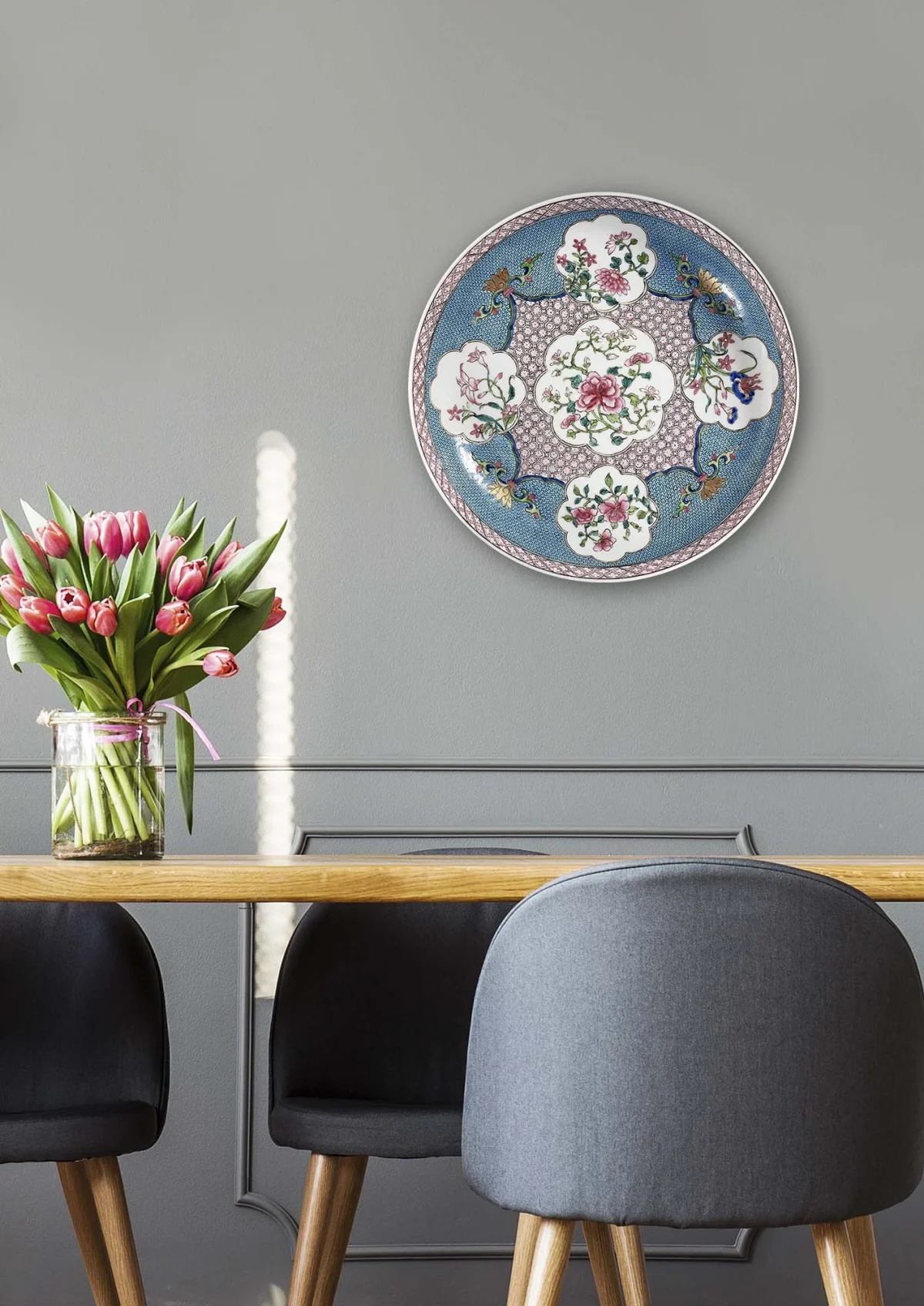 Cercle Mural - Assiette Décorative - Floral China