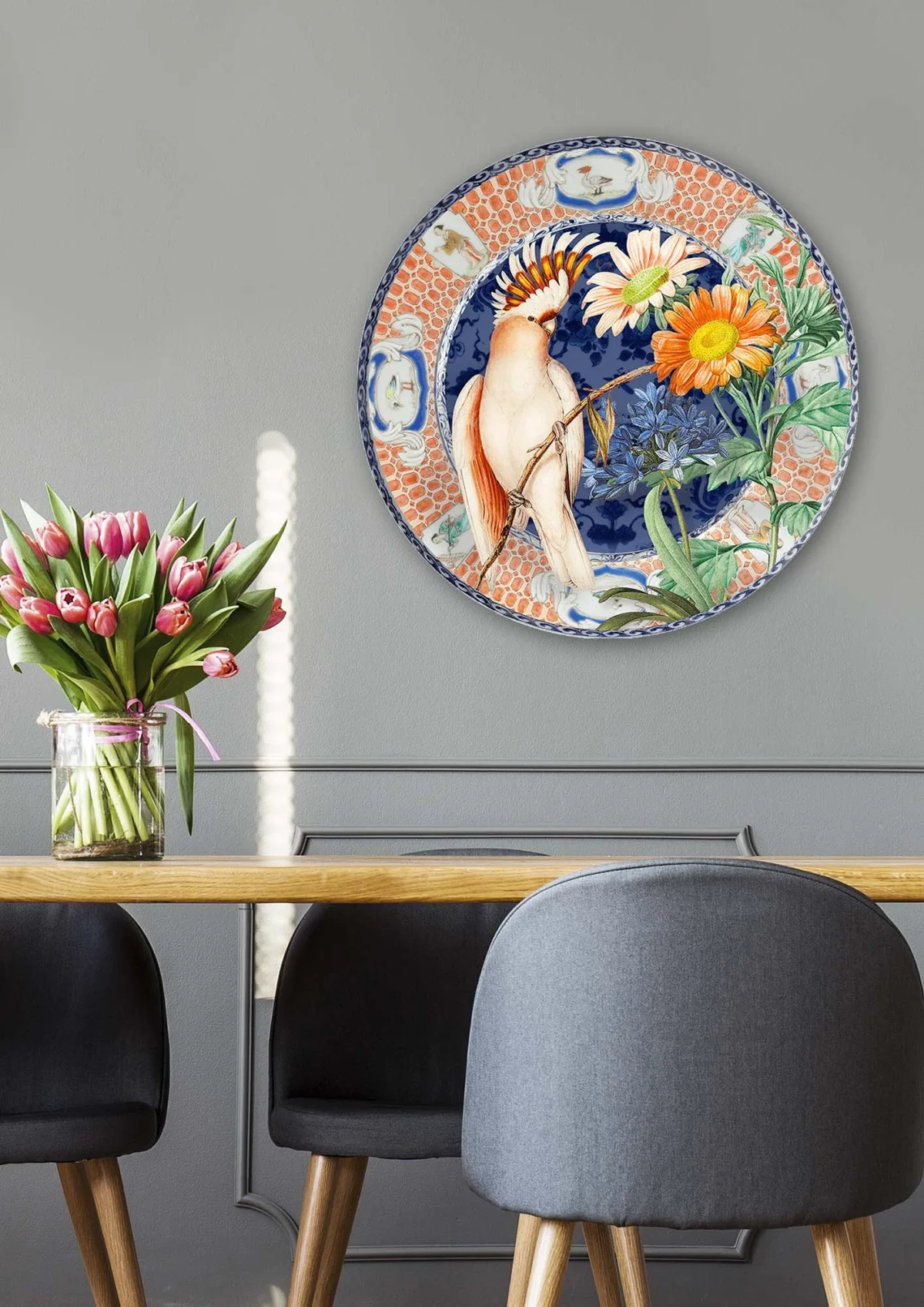 Wall Circle - Decorative Plate - Parrot Blues Oranges