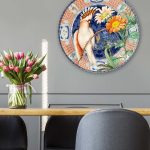 Muurcirkel - Wanddeco Bord - Parrot Blues Oranges