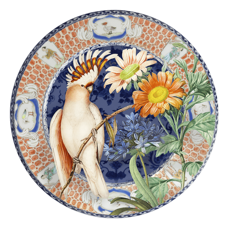 Wall Circle - Decorative Plate - Parrot Blues Oranges