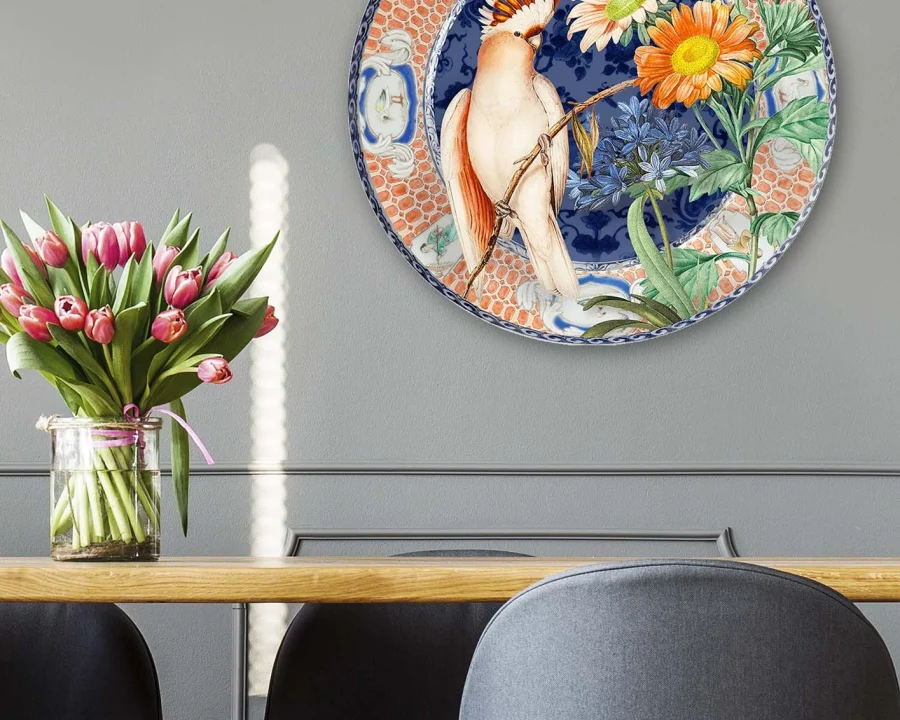 Wall Circle - Decorative Plate - Parrot Blues Oranges