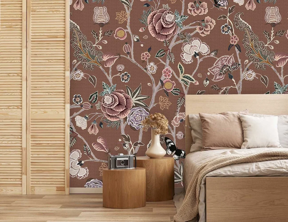 Floral Utopia Behang - Pomegranate Butterscotch