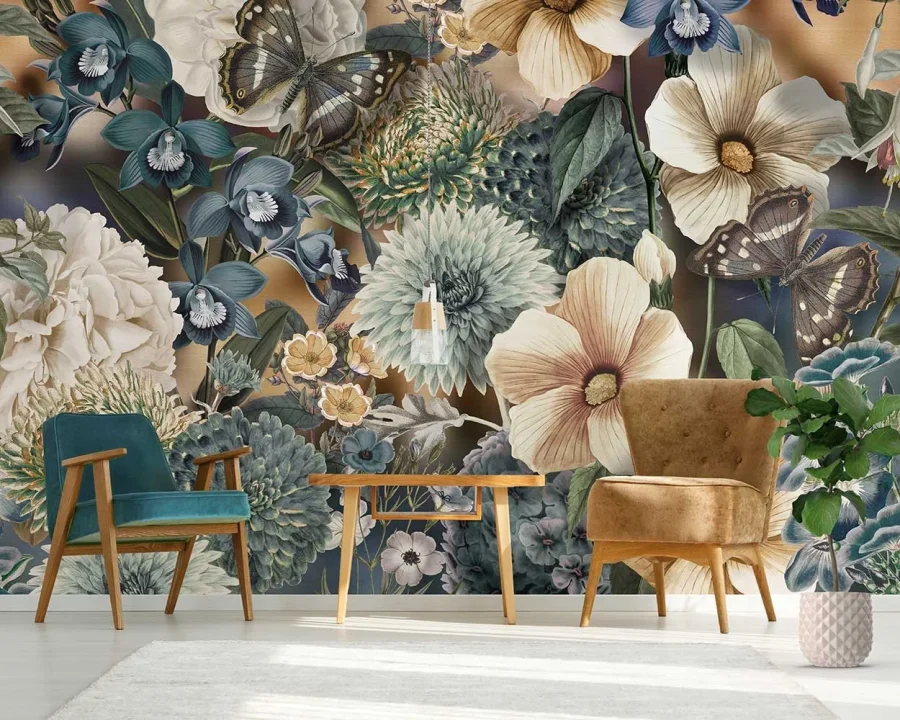 Floral Utopia Behang - Eden Blues