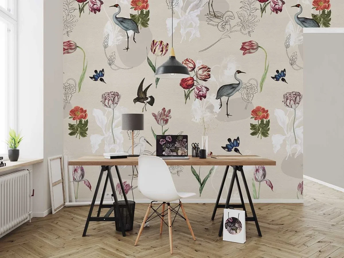 Floral Utopia Behang - Dutch Meadows Sand
