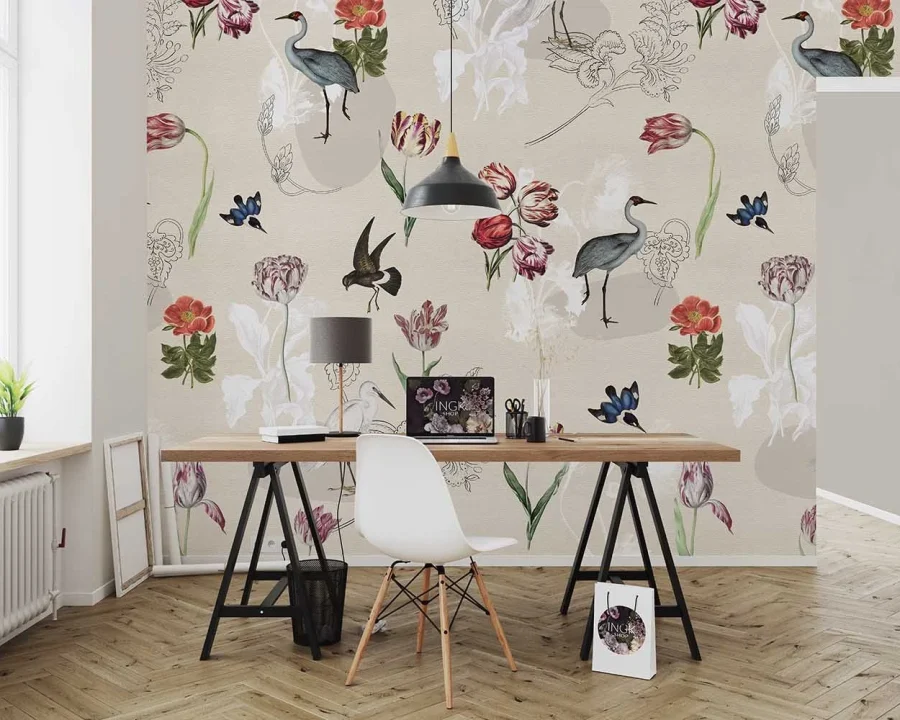 Floral Utopia Behang - Dutch Meadows Sand