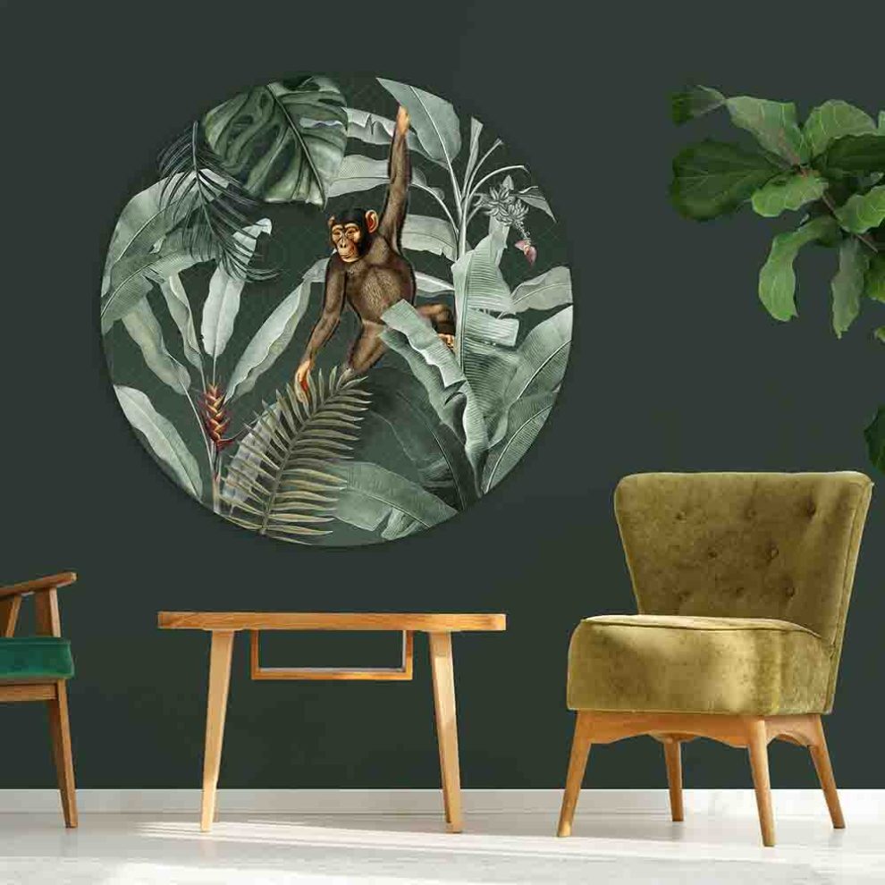 Cercle Mural - Vintage Monkey Green