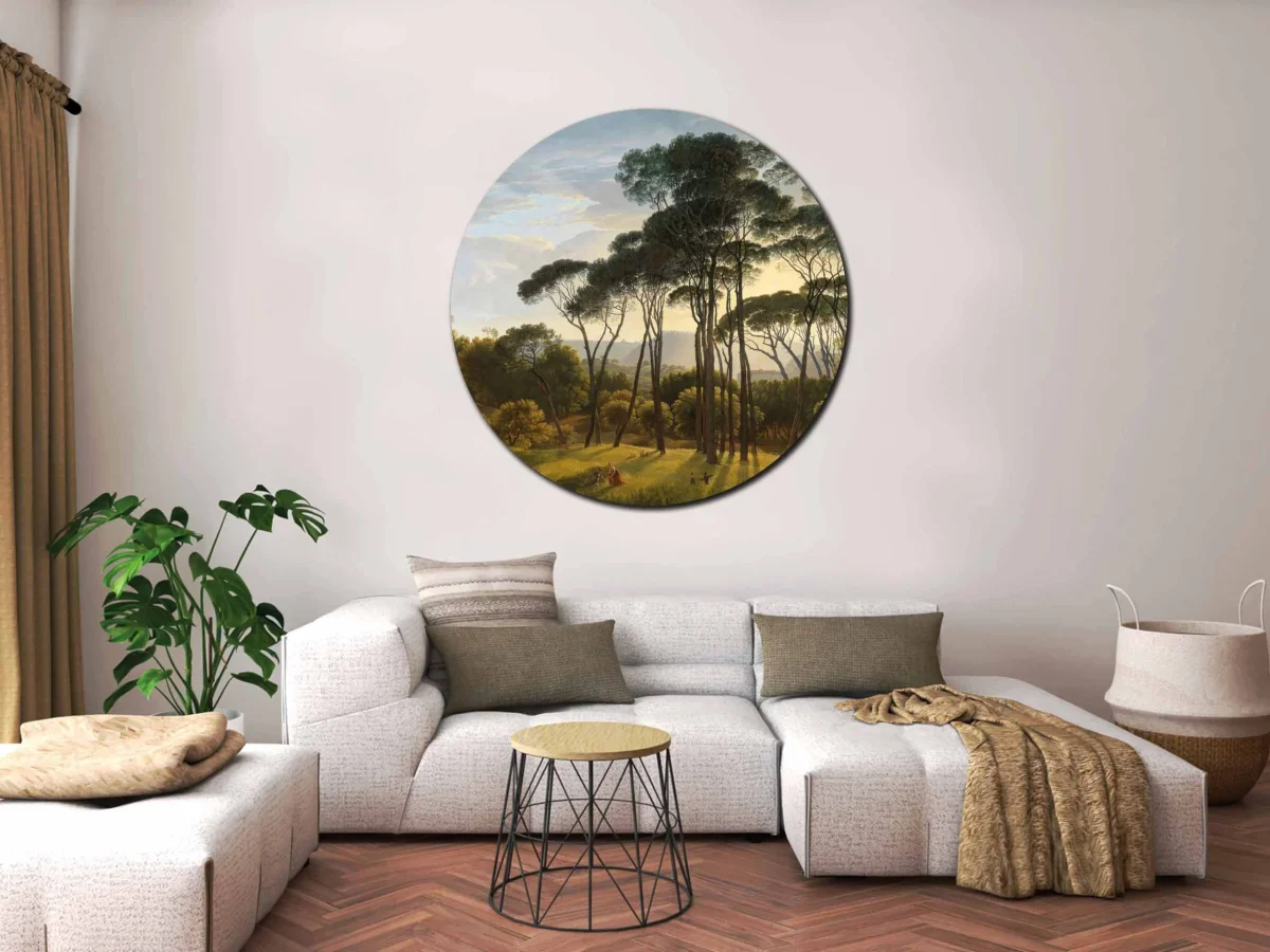 Cercle Mural Paysage avec Arbres