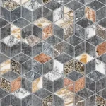 Motif de carreaux de marbre en losange, gris, blanc et terre cuite