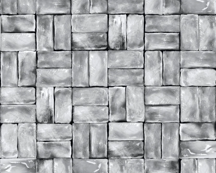 Graue Blockfliesen Küchenrückwand DW1066 mit glasiertem Basketweave-Muster in Silber- und Anthrazitgrau