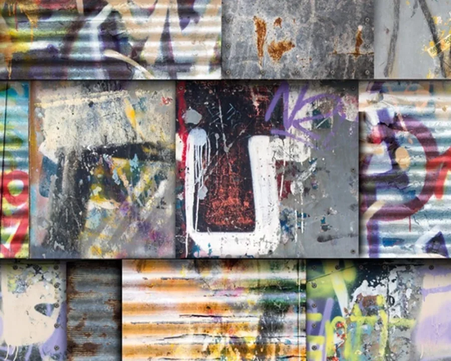 Muster der Coole Graffiti Küchenrückwand DW2027 mit farbenfroher Streetart und Farbspritzern