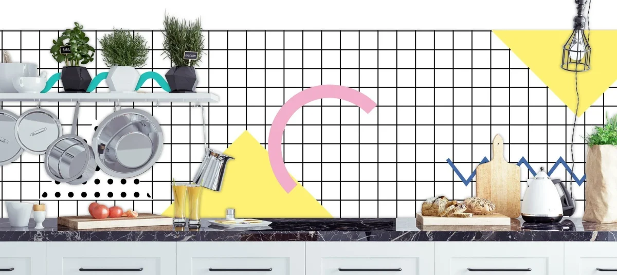 Kitchen splashback - Trendy Memphis Stripes