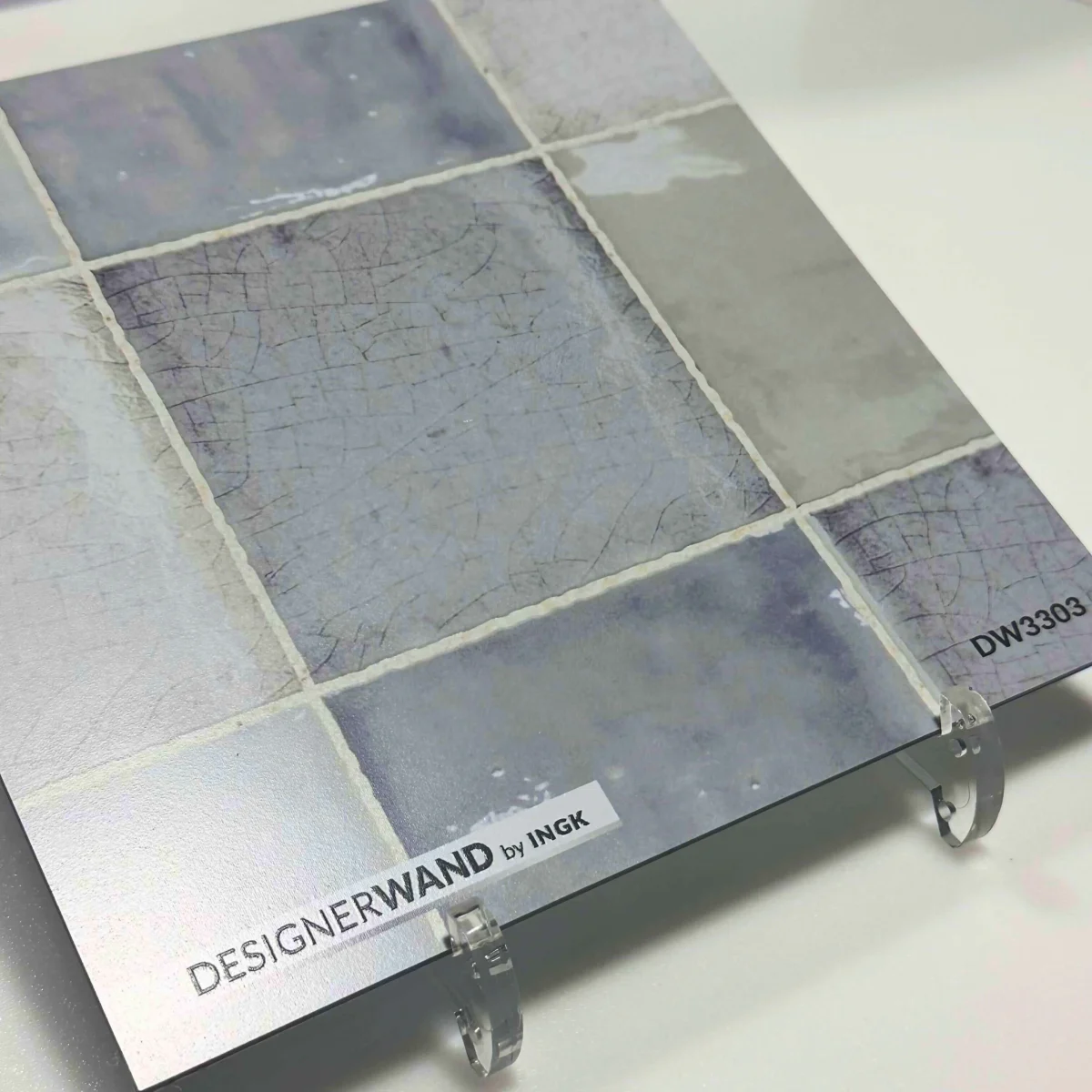 Sample of DW3303 Ghost antique tile backsplash in weathered grey tones