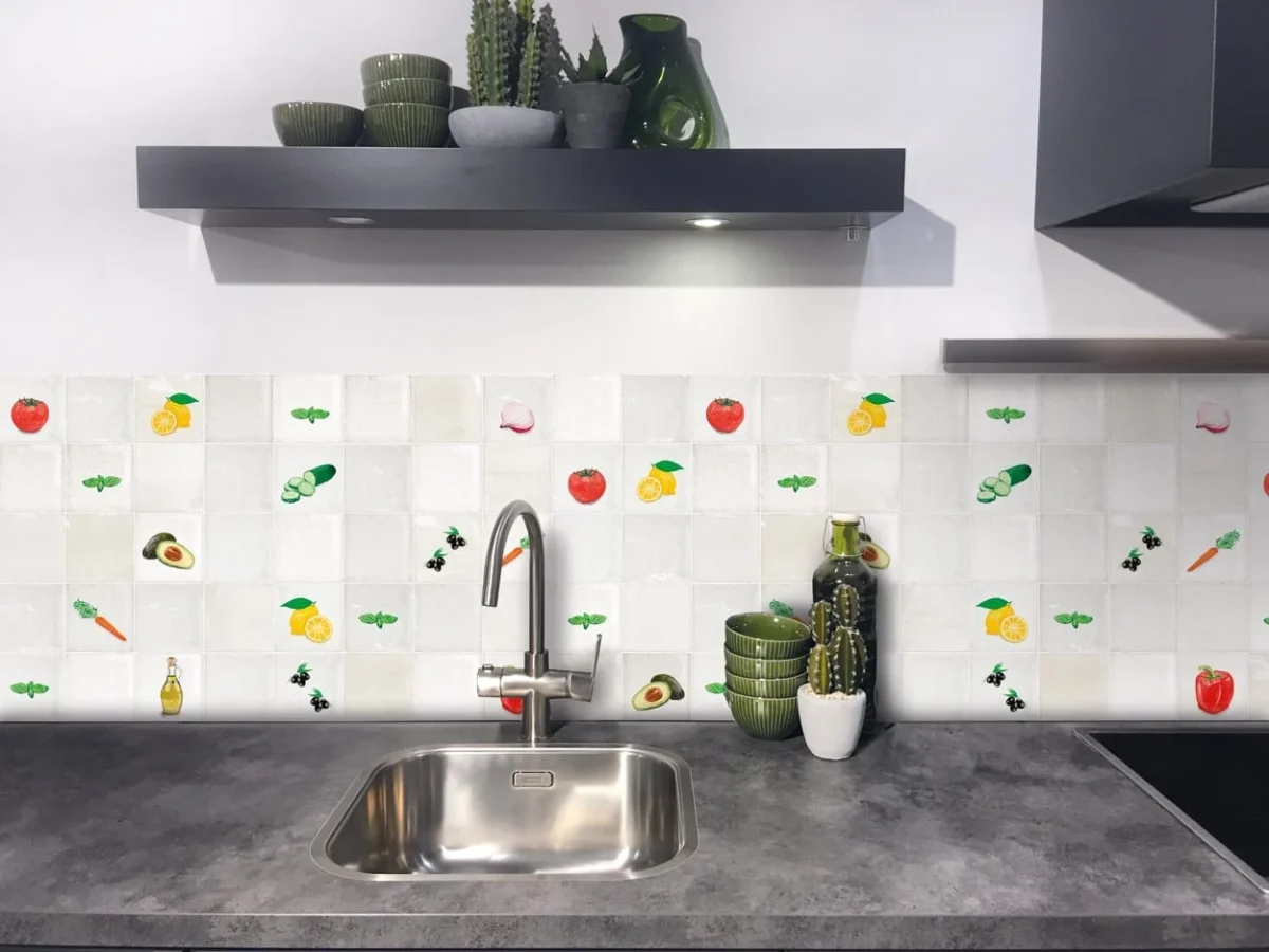 Kitchen splashback - Antique Tile Design - Vegetable