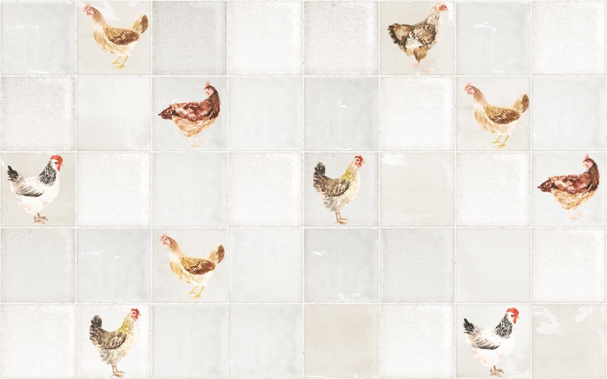 Antiek Tegeldesign met Kippen