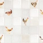 Antikes Fliesendesign mit Hühner