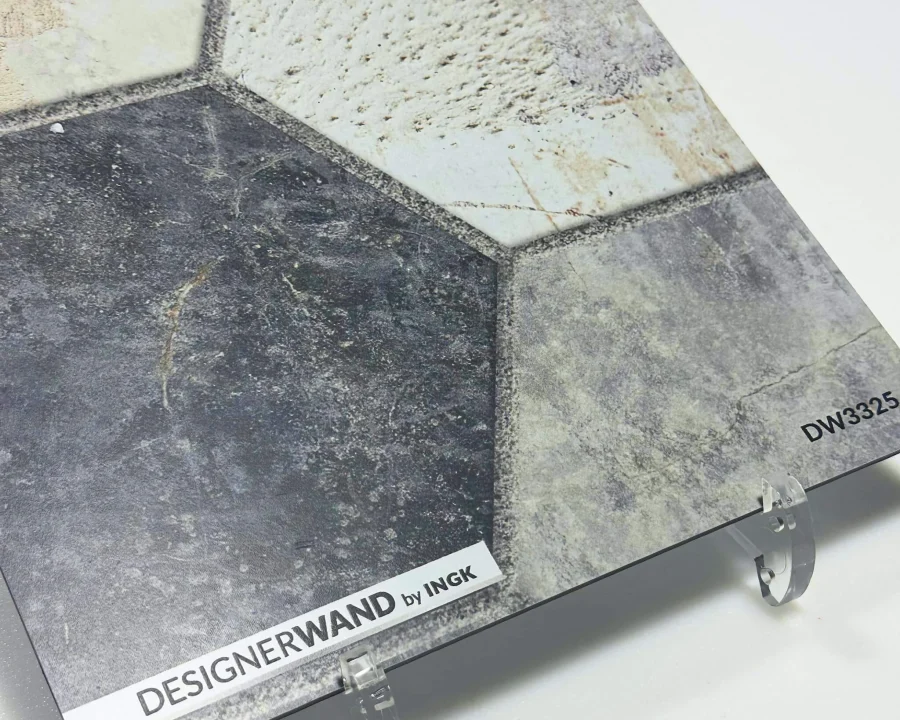 Musterstück DW3325 Hexagon Beton-Fliesen Mix mit Verlauf von hellem Marmor zu dunklem Anthrazit