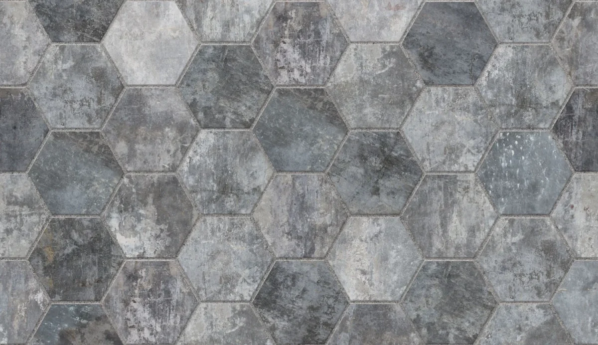 Hexagon Donker Beton Tegel - Spatwand Staal DW3326