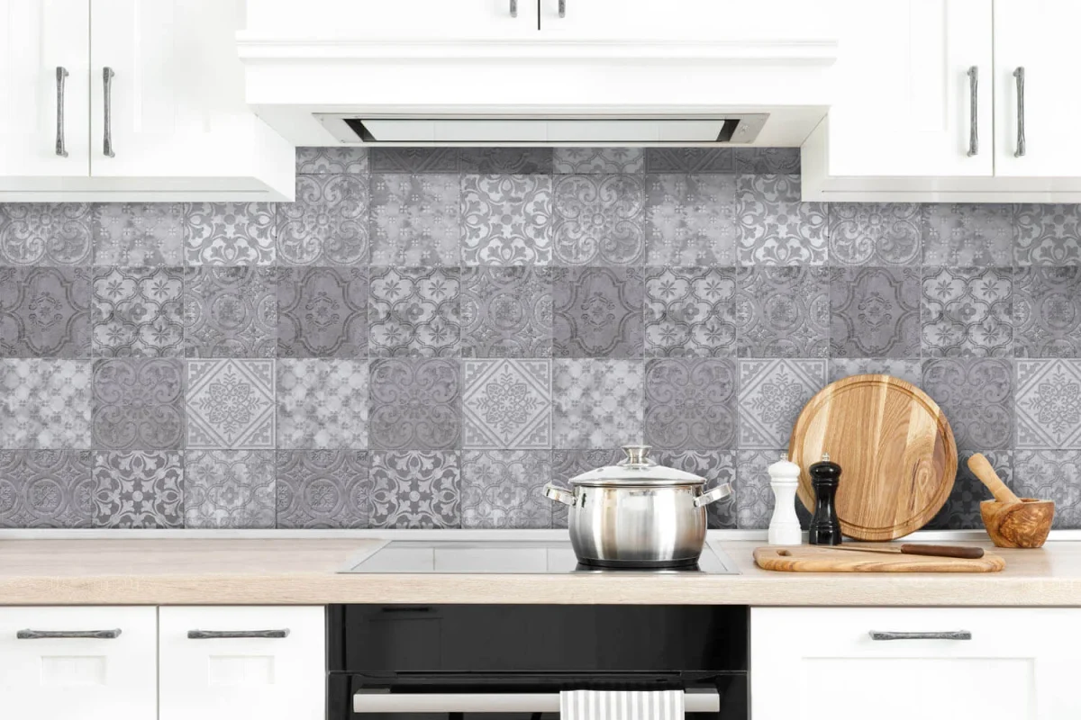Kitchen splashback met Tile Print - Grey