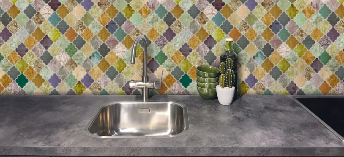 Crédence de cuisine avec impression - Vitrail - Beige