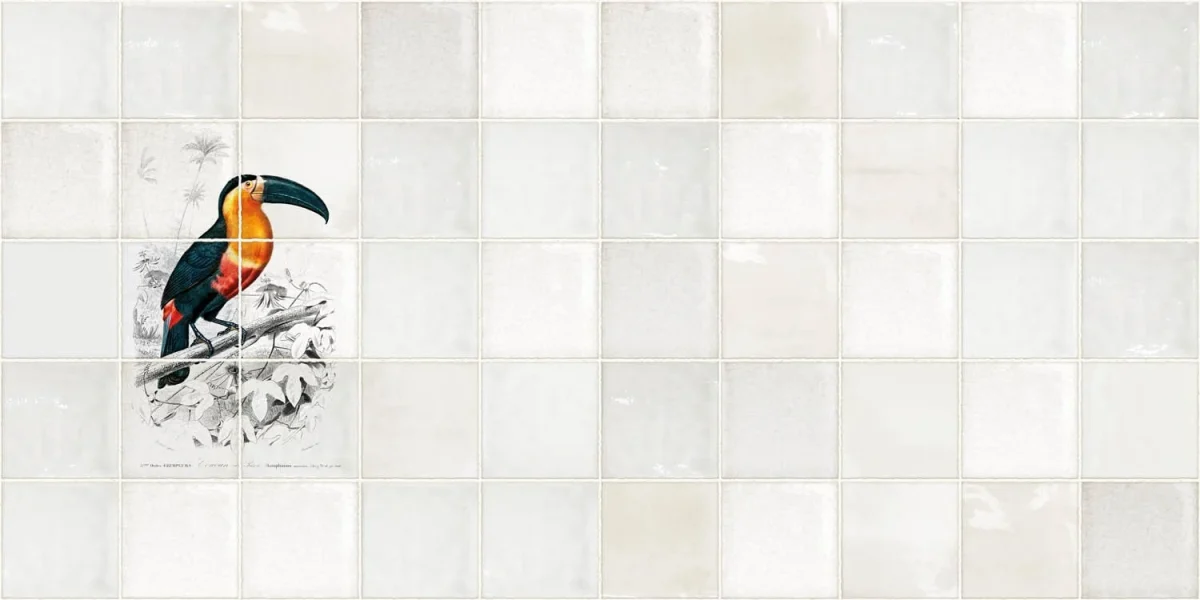 Antiek Tegel Toekan - Spatwand Staal DW3337