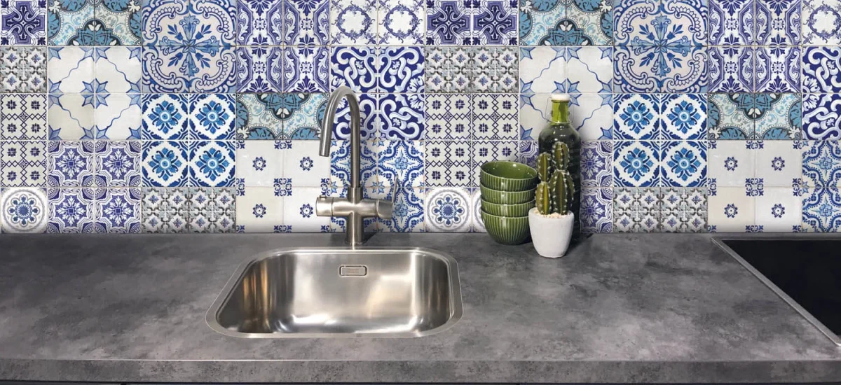 Crédence de cuisine avec impression - Design carrelage - Look carrelage portugais