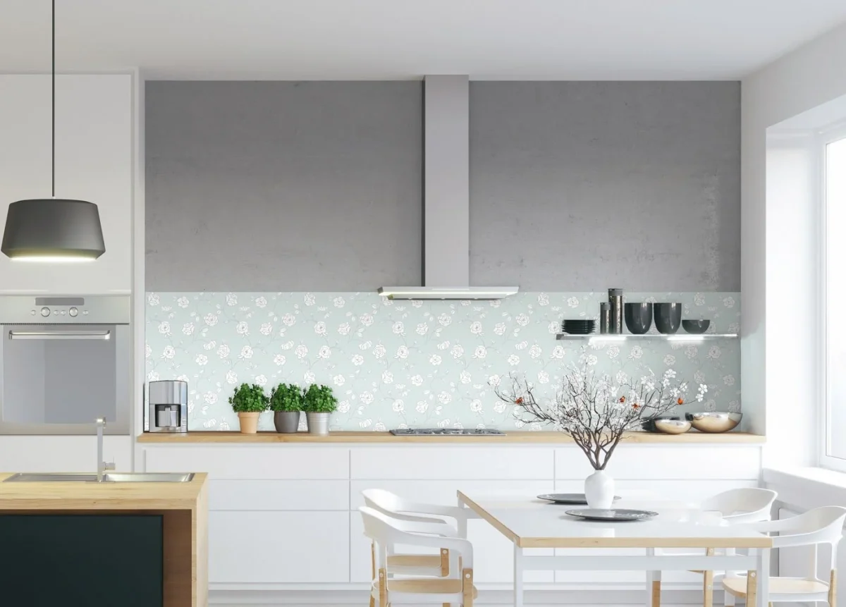 Keukenwand met print - Bloemetjes