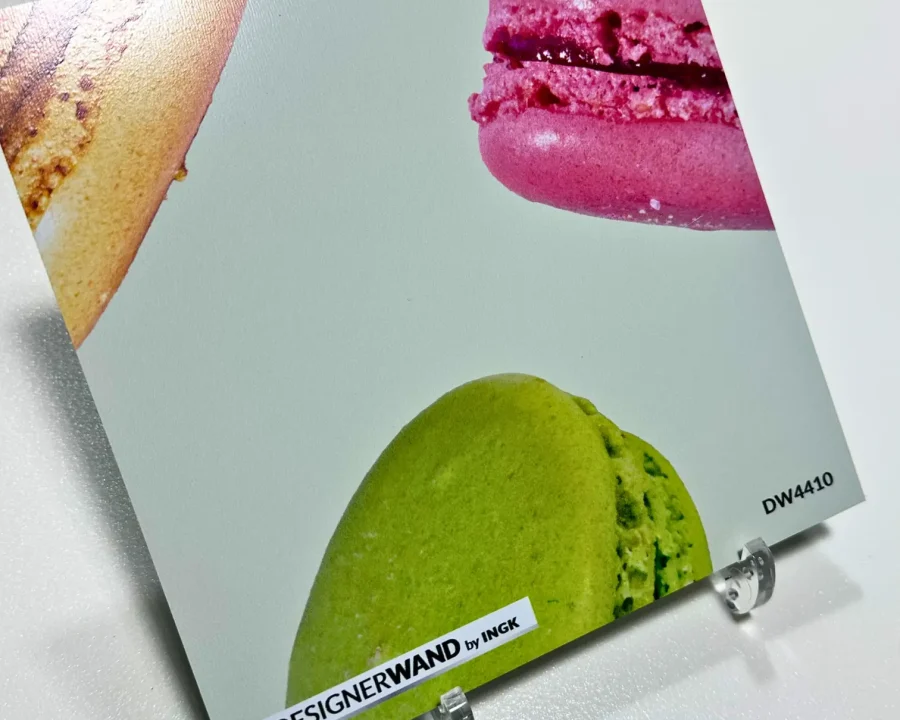 Muster Macaron Party Pistazie Küchenrückwand DW4410 mit Pastell-Macarons auf mintgrünem Pistazien-Hintergrund