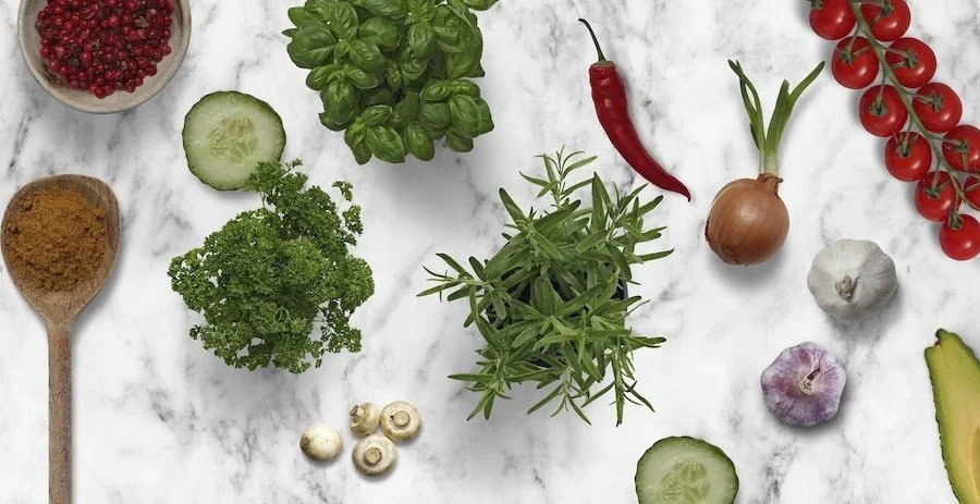 Spatwand met print - spices and Herbs