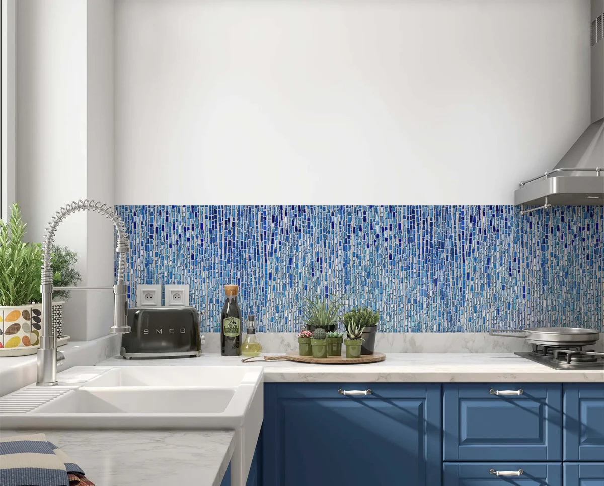 Küchenrückwand mit Druck - Blue Glaze Mozaiek