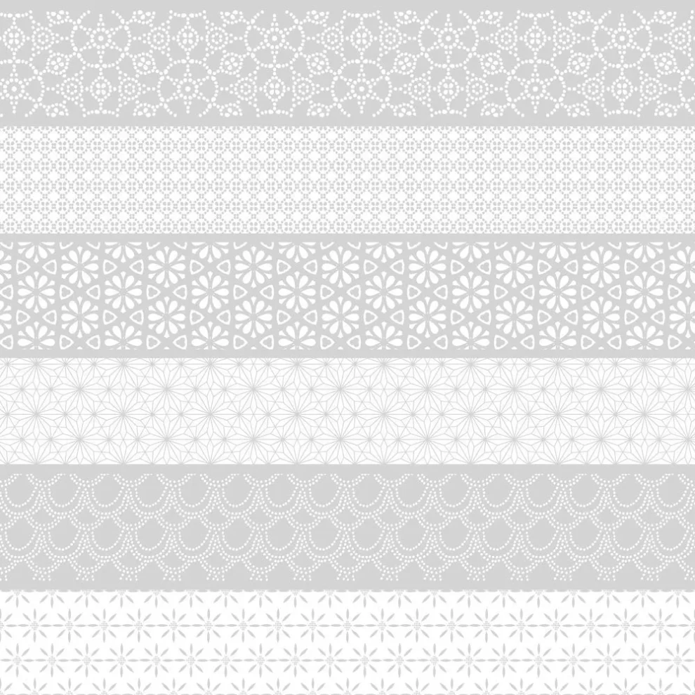 Basic Streifen Küchenrückwand DW6006 mit subtilen hellgrauen geometrischen Streifen auf weißem Hintergrund