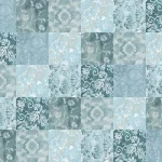 Crédence Fleurs Look Carrelage DW6012 avec patchwork de motifs floraux bleus style azulejo