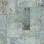 Motif de carreaux de pierre naturelle vert bleu posés en appareil irrégulier