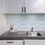 Küchenrückwand mit Druck - Blaue Streifen - Wellen