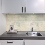 Backsplash with print - Vintage Globe Map