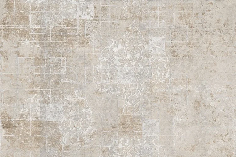 Muster der Ornament Textur Küchenrückwand DW6023 mit Damast-Ornamenten in Beige- und Cremetönen.