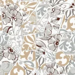 Motif de mosaïque d'éclats de carreaux à motifs floraux gris et beige