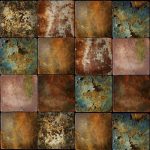 Roestlook tegels spatwand DW7086 met verweerde patina in koper, bruin en blauwgroen