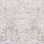 Dessin van wit uitgeslagen houtsnijwerk met paisleymotieven en krullen
