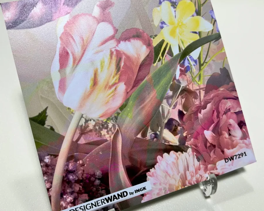 Muster der Blumenstrauß-Tulpen-Küchenrückwand DW7291 mit Tulpen und Pfingstrosen in Pastelltönen Rosa, Lila und Creme