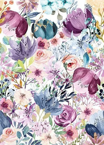 Painted Flowers Küchenrückwand DW7296 mit farbenfrohen Aquarellblumen in Lila, Rosa und Blau