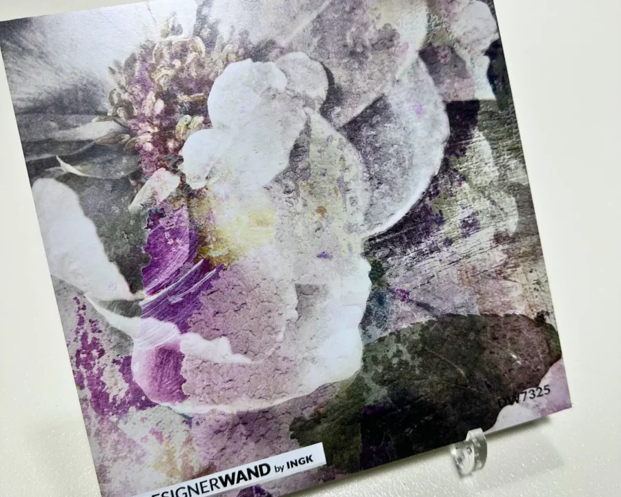 Muster der Lila Blumen Küchenrückwand DW7325 mit Pfingstrosen in Lavendel und Silbergrau