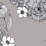 Crédence de cuisine - Gris/Blanc Fleurs avec oiseau