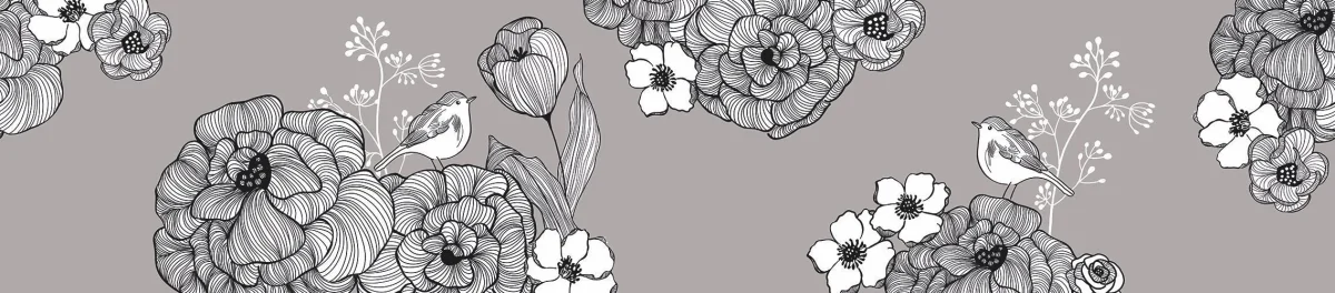 Blumen mit Vögelchen - Küchenrückwand Muster DW7330
